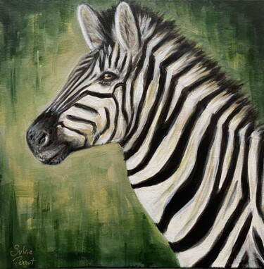 Painting titled "ZEBRA" by Sylvie Perrot, Original Artwork, Acrylic Mounted on Wood Stretcher frame