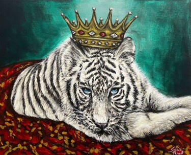 Painting titled "BRIGHT ROYAL WHITE…" by Sylvie Perrot, Original Artwork, Acrylic Mounted on Wood Stretcher frame