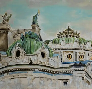 Malerei mit dem Titel "Bâtiment" von Sylvie Phrachias, Original-Kunstwerk, Gouache