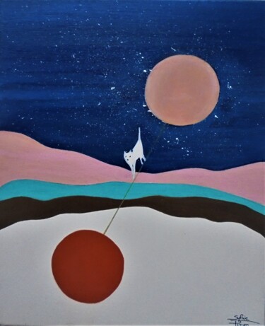 Peinture intitulée "équilibre félin" par Sylvie Pinon, Œuvre d'art originale, Acrylique Monté sur Châssis en bois