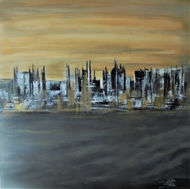 Painting titled "atmosphère torride" by Sylvie Pinon, Original Artwork, Acrylic Mounted on Wood Stretcher frame