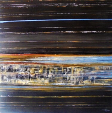 Painting titled "espace temps" by Sylvie Pinon, Original Artwork, Acrylic Mounted on Wood Stretcher frame