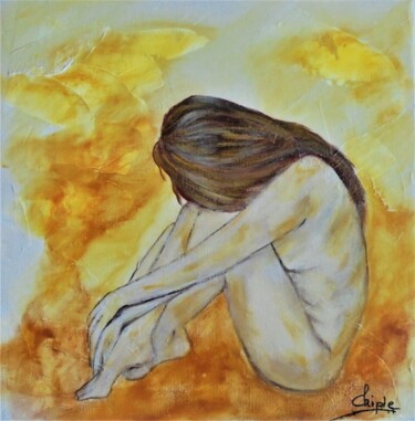 Painting titled "femme douceur nue" by Sylvie Pinon, Original Artwork, Acrylic Mounted on Wood Stretcher frame