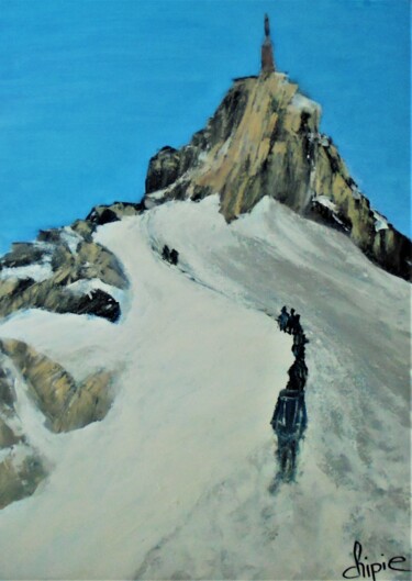 Painting titled "montée à l'Aiguille…" by Sylvie Pinon, Original Artwork, Acrylic Mounted on Wood Stretcher frame