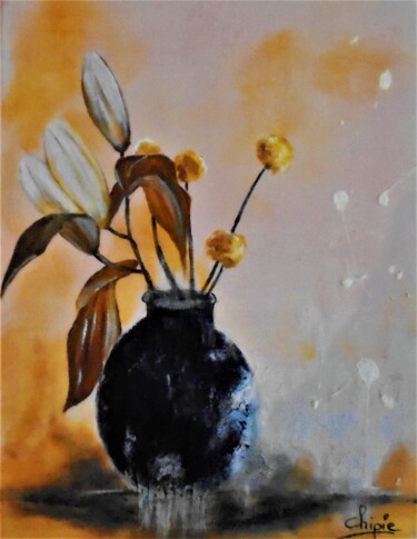 Painting titled "vase aux lys" by Sylvie Pinon, Original Artwork, Acrylic Mounted on Wood Stretcher frame