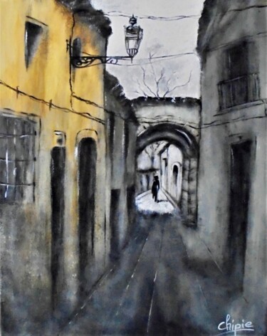 Painting titled "vieille ville" by Sylvie Pinon, Original Artwork, Acrylic Mounted on Wood Stretcher frame