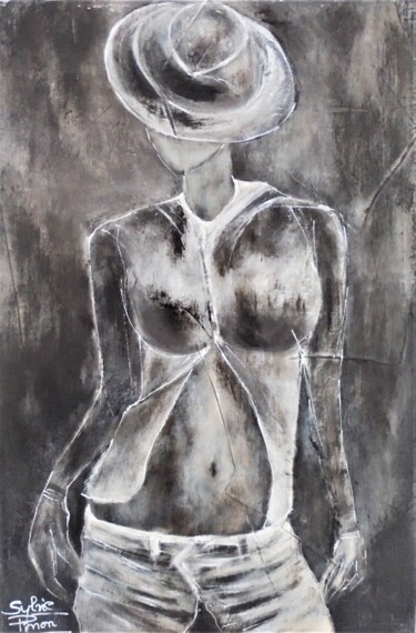 Ζωγραφική με τίτλο "sexy girl" από Sylvie Pinon, Αυθεντικά έργα τέχνης, Ακρυλικό Τοποθετήθηκε στο Ξύλινο φορείο σκελετό