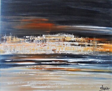 Painting titled "le port" by Sylvie Pinon, Original Artwork, Acrylic Mounted on Wood Stretcher frame