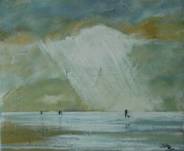 Ζωγραφική με τίτλο "entre ciel et mer ,…" από Sylvie Pinon, Αυθεντικά έργα τέχνης, Ακρυλικό Τοποθετήθηκε στο Ξύλινο φορείο σ…