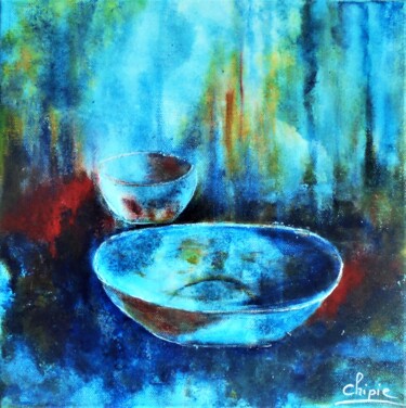 Painting titled "coupe et bol" by Sylvie Pinon, Original Artwork, Acrylic Mounted on Wood Stretcher frame