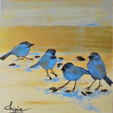 Painting titled "picorons" by Sylvie Pinon, Original Artwork, Acrylic Mounted on Wood Stretcher frame