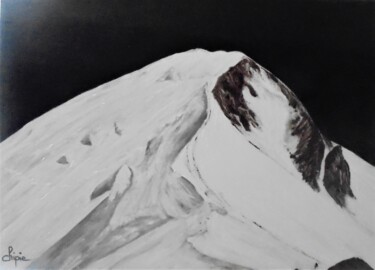 Painting titled "sommet du Mont Blanc" by Sylvie Pinon, Original Artwork, Acrylic Mounted on Wood Stretcher frame