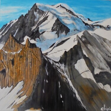 Painting titled "chaîne du Mont Blanc" by Sylvie Pinon, Original Artwork, Acrylic Mounted on Wood Stretcher frame