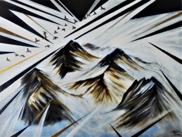 Peinture intitulée "ivresse des sommets" par Sylvie Pinon, Œuvre d'art originale, Acrylique Monté sur Châssis en bois
