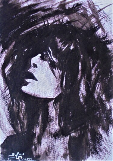 Ζωγραφική με τίτλο "anonyme au féminin" από Sylvie Pinon, Αυθεντικά έργα τέχνης, Ακουαρέλα