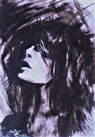 Painting titled "anonyme au féminin" by Sylvie Pinon, Original Artwork, Watercolor