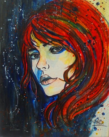 Peinture intitulée "anonyme au féminin…" par Sylvie Pinon, Œuvre d'art originale, Aquarelle Monté sur Carton