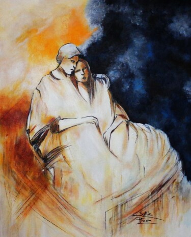 Pintura titulada "les anges" por Sylvie Pinon, Obra de arte original, Acrílico Montado en Cartulina