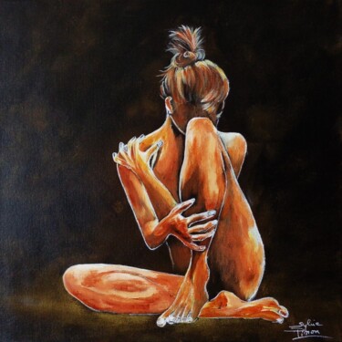 Картина под названием "femme à l'aura d'or" - Sylvie Pinon, Подлинное произведение искусства, Акрил Установлен на Деревянная…