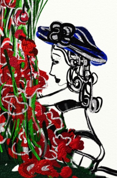 数字艺术 标题为“La femme jardinière” 由Sylvie Prade, 原创艺术品, 数字油画