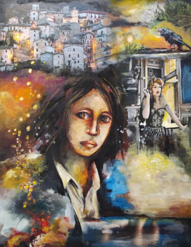 Peinture intitulée "Songe d'une ville" par Sylvie Preudhomme, Œuvre d'art originale, Acrylique