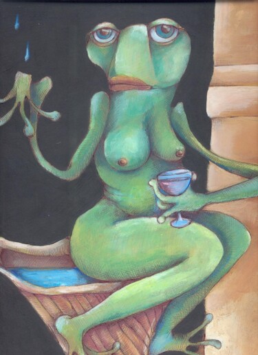 Peinture intitulée "grenouille de benit…" par Sylvie Preudhomme, Œuvre d'art originale