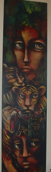 Peinture intitulée "l'annee du tigre" par Sylvie Preudhomme, Œuvre d'art originale