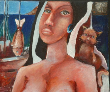 Peinture intitulée "pecheuse" par Sylvie Preudhomme, Œuvre d'art originale