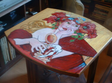 Peinture intitulée "table mucha" par Sylvie Preudhomme, Œuvre d'art originale