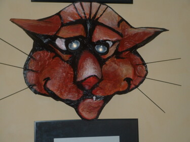 Peinture intitulée "chat qui louche en…" par Sylvie Preudhomme, Œuvre d'art originale
