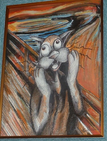Peinture intitulée "le-cri-du-chat.jpg" par Sylvie Preudhomme, Œuvre d'art originale