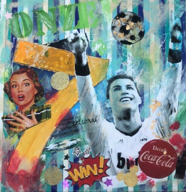 Collages titled "ronaldo" by Sylvie Rivalta Galtier, Original Artwork, Collages