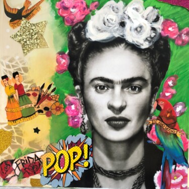 Collages intitulée "frida 2" par Sylvie Rivalta Galtier, Œuvre d'art originale, Photo montage