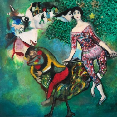 Collages intitolato "pour Gaby" da Sylvie Rivalta Galtier, Opera d'arte originale, Olio