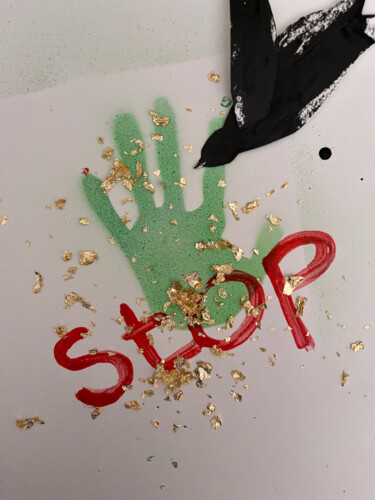 Collages intitulée "stop" par Sylvie Rivalta Galtier, Œuvre d'art originale, Collages