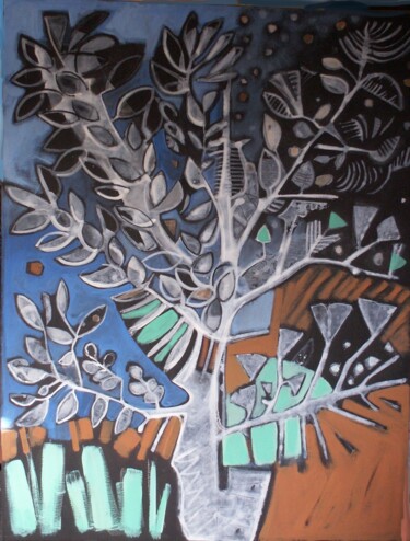 Malerei mit dem Titel "Arbre divers" von Sylvie Serre, Original-Kunstwerk, Acryl