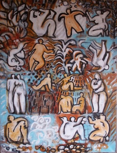 Peinture intitulée "Océaniques" par Sylvie Serre, Œuvre d'art originale, Huile