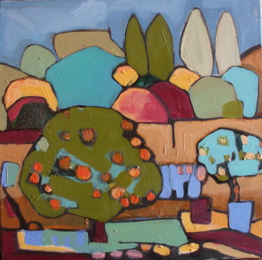 Pittura intitolato "le jardin" da Sylvie Serre, Opera d'arte originale, Olio