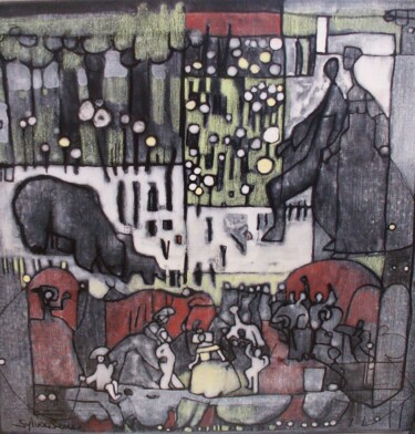 Schilderij getiteld "le jardin de Béatri…" door Sylvie Serre, Origineel Kunstwerk, Acryl