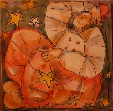Ζωγραφική με τίτλο "Rosy and John 1" από Sylvie Serre, Αυθεντικά έργα τέχνης, Ακρυλικό