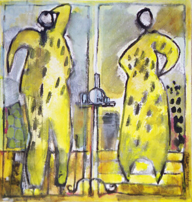 Pintura intitulada "les pintades II" por Sylvie Serre, Obras de arte originais, Acrílico