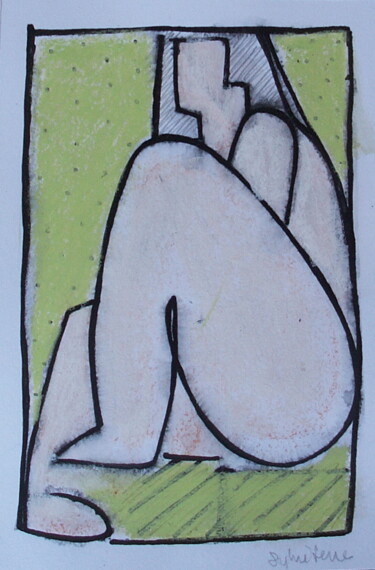 Картина под названием "l'à point verte" - Sylvie Serre, Подлинное произведение искусства, Чернила