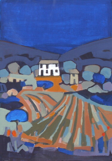 Malerei mit dem Titel "Mas à Néoules" von Sylvie Serre, Original-Kunstwerk, Acryl
