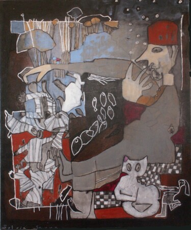 Painting titled "l'ogre de Barbarie" by Sylvie Serre, Original Artwork, Acrylic