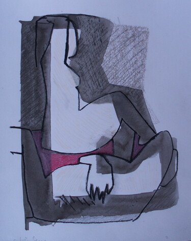Peinture intitulée "A deux c'est mieux" par Sylvie Serre, Œuvre d'art originale, Encre