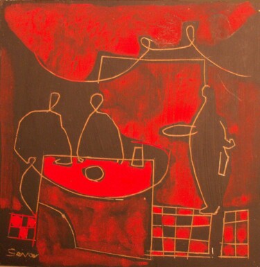 Картина под названием "service compris" - Sylvie Serre, Подлинное произведение искусства, Акрил