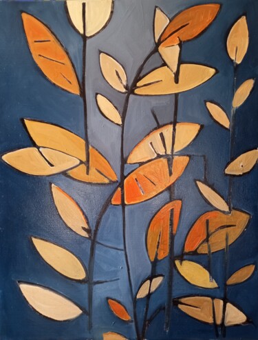 Peinture intitulée "Feuillages d'automne" par Sylvie Serre, Œuvre d'art originale, Huile