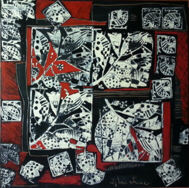 Pintura intitulada "Feuillages rouges" por Sylvie Serre, Obras de arte originais, Acrílico