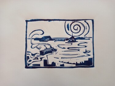 Printmaking titled "Envers du départ" by Sylvie Serre, Original Artwork, Linocuts