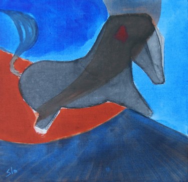 Peinture intitulée "caballo-con-clavel.…" par Slm, Œuvre d'art originale